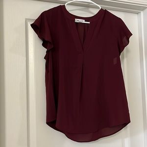 NWOT Calvin Klein V Neck Flutter Sleeve Blouse, Women’s Size L, Maroon